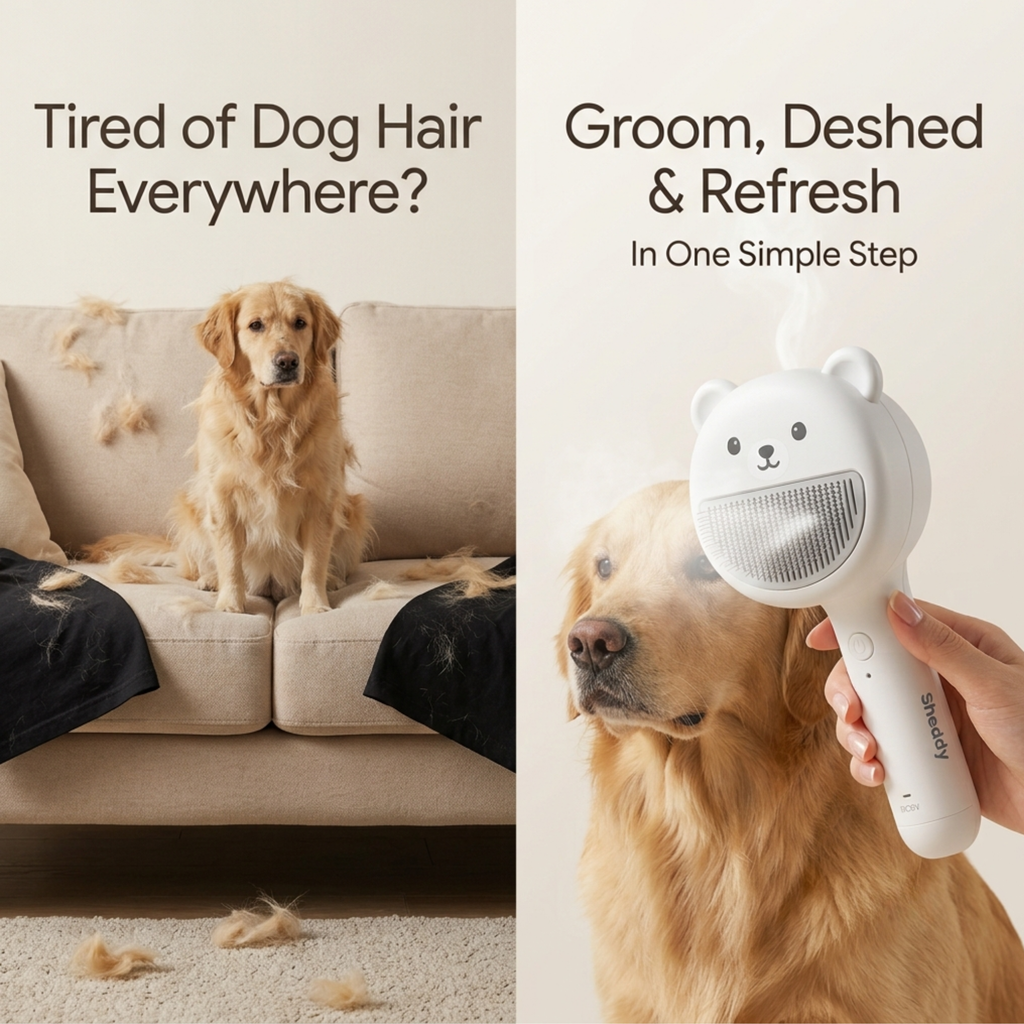 Sheddy™ Steam Grooming Brush for Dogs & Cats