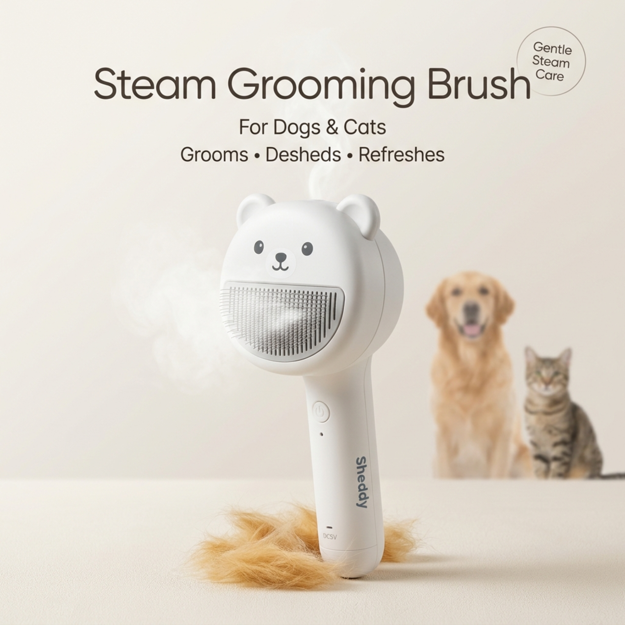 Sheddy™ Steam Grooming Brush for Dogs & Cats